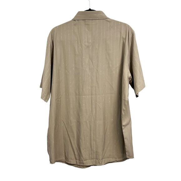 Elliott Button Up Shirt Stripe‎ Tan Collard Short Sleeve Stripe Tan Men Size L - Picture 4 of 5